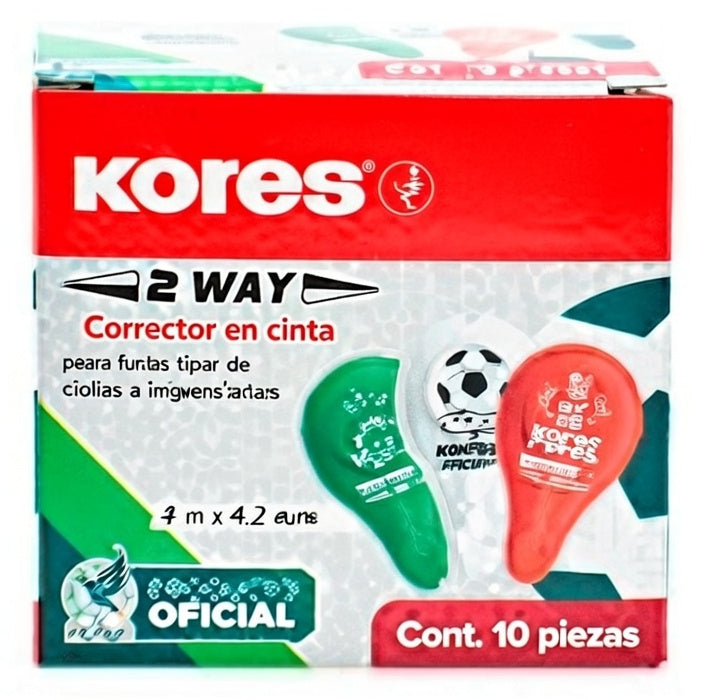 Kores 84326 corrección de películo/cinta 8 m Verde, Rojo, Blanco 10 pieza(s)