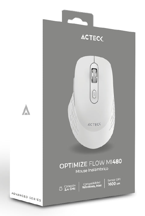Acteck Optimize Flow MI480 ratón Oficina mano derecha RF inalámbrico Óptico 1600 DPI