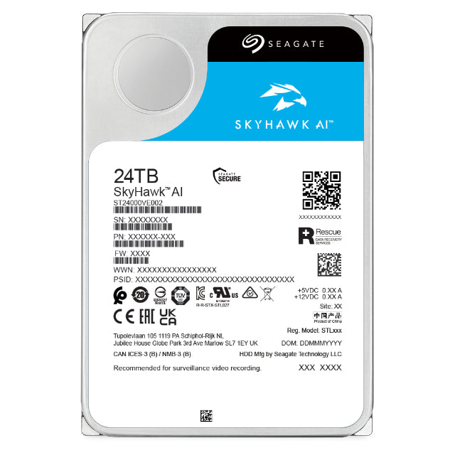Seagate SkyHawk AI discos duros internos 24 GB 7200 RPM 512 MB 3.5 cm (3.5")