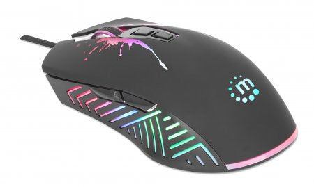 Mouse Gaming MANHATTAN 190220, Óptico 1000 DPI, 6 Botones Programables, Cable 1.8m