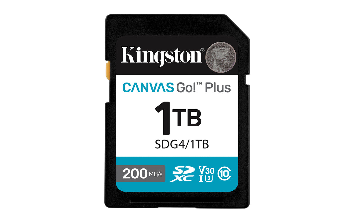 Kingston Technology Canvas Go! Plus 1TB SDXC Canvas Go Plus Gen4 200MB/s C10 UHS-I U3 V30 Memoria Flash 1 GB SDXC 200 MB/s 160 MB/s