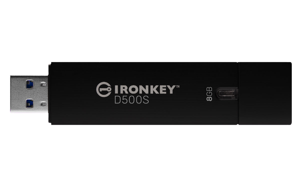 Kingston Technology IronKey D500S unidad flash USB 8 GB USB tipo A 3.2 Gen 1 (3.1 Gen 1) Negro, 260 MB/s, Tapa