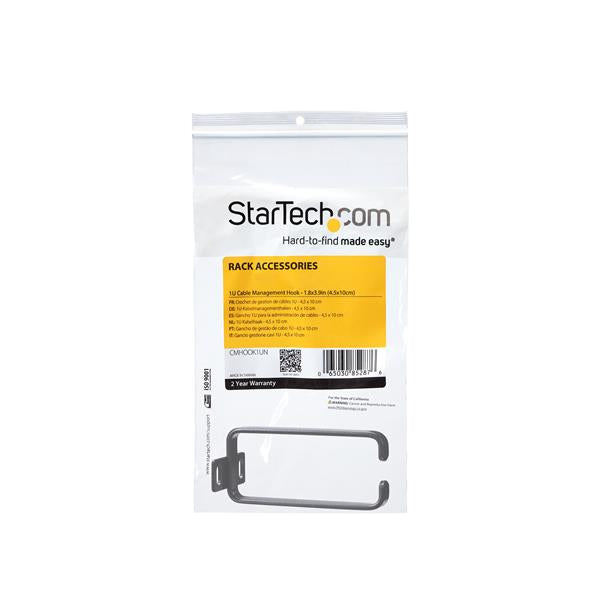 StarTech.com Anilla Pasacables en D Vertical 1U para Gestión de Cableado en Armarios Racks - Guiacables 4,5x10cm Rack Anillo organizador de cables Negro Acero 1U