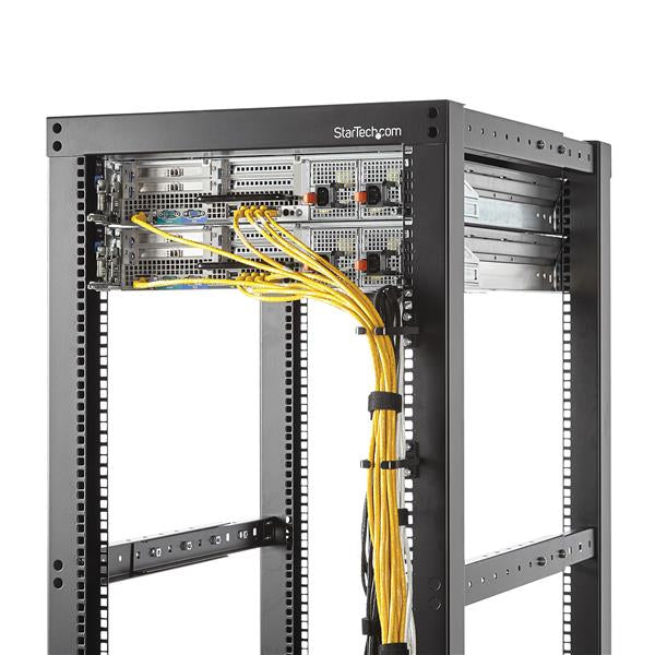 StarTech.com Anilla Pasacables en D Vertical 1U para Gestión de Cableado en Armarios Racks - Guiacables 4,5x10cm Rack Anillo organizador de cables Negro Acero 1U