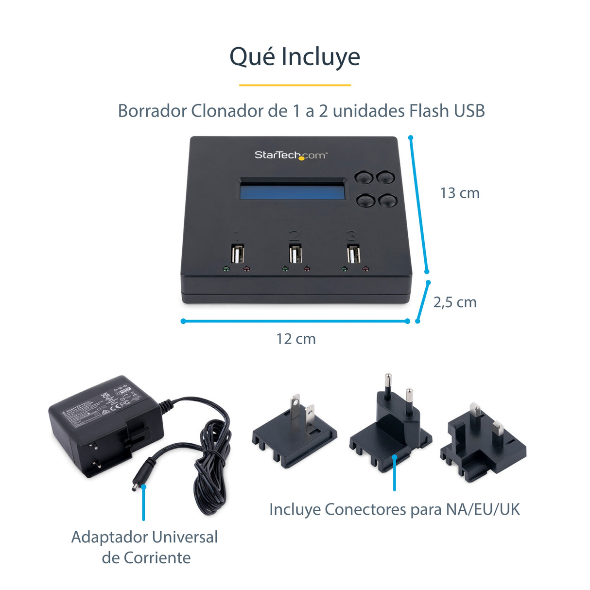 StarTech.com Clonador Autónomo 1:2 para Memorias USB - Copiador de Unidades de Memoria USB - Copia Sector por Sector de Sistema y Ficheros - 1,5 GB/mi