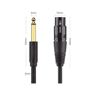 Ugreen 20721 cable de audio 5 m 6,35mm XLR (3-pin) Negro