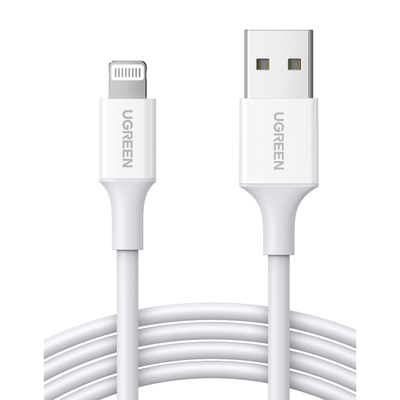 Ugreen cable USB 2.0 A lightning 2m, 5V/2.4A iPhone 7 / 7plus / 6S/ 6 / 6 Plus, iPhone 5s/5c/5, iPad Mini/Mini 2, iPad 1 m Blanco