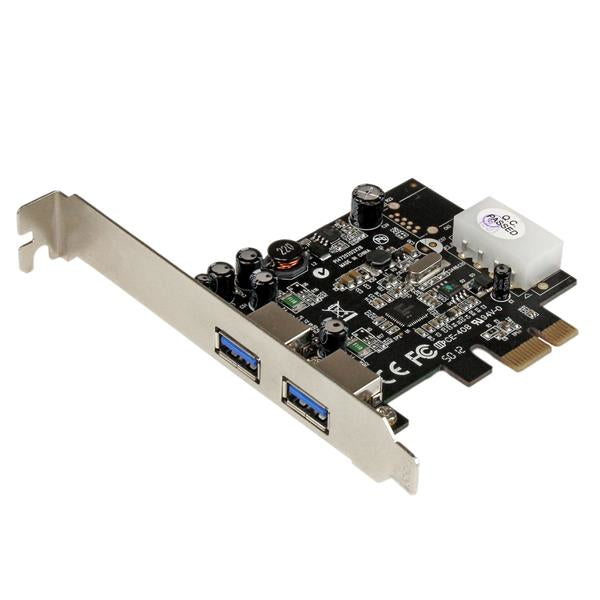 StarTech.com Adaptador Tarjeta Controladora PCI Express PCI-E 2 Puertos USB 3.0 con Alimentación Molex y UASP tarjetas y adaptadores de interfaz PCIe USB 3.2 Gen 1 (3.1 Gen 1) Full-height / Low-profile PCIe 2.0