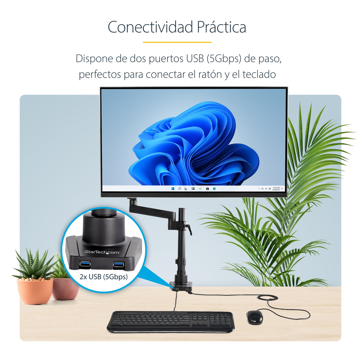 StarTech.com Brazo de Soporte para Monitor - Articulado - con 2 Puertos USB 3.0 - Premium Soportes para monitores 1 86,4