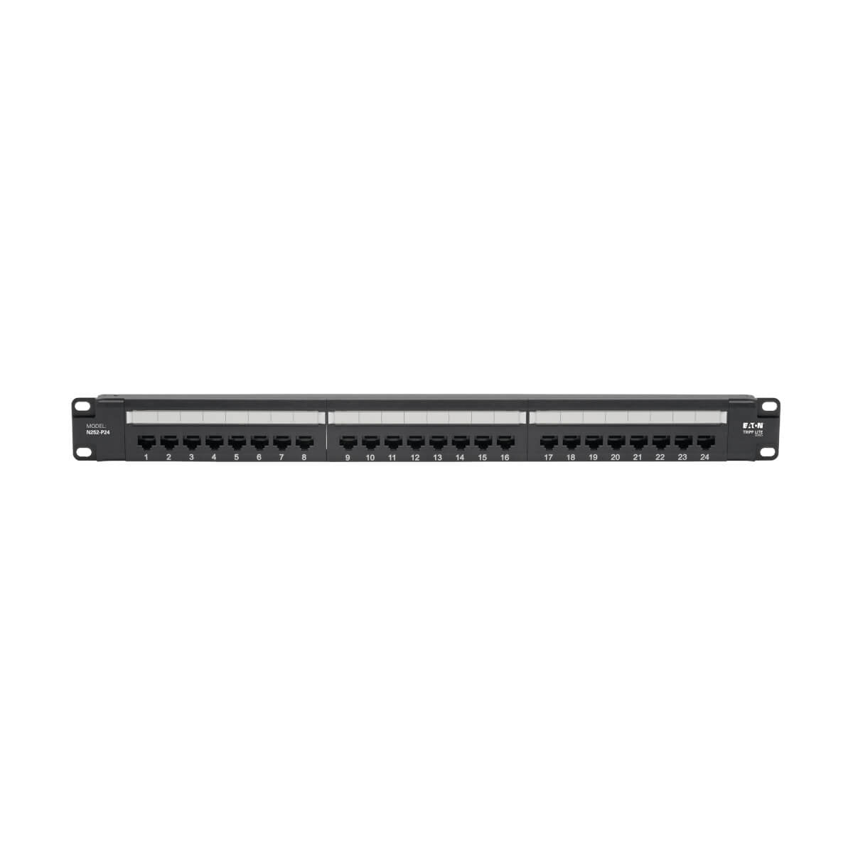 Tripp Lite N252-P24 Panel de Conexiones Cat6 de 24 Puertos – Cumple con PoE+, 110 / Krone, 568A/B, RJ45 Ethernet, Instal