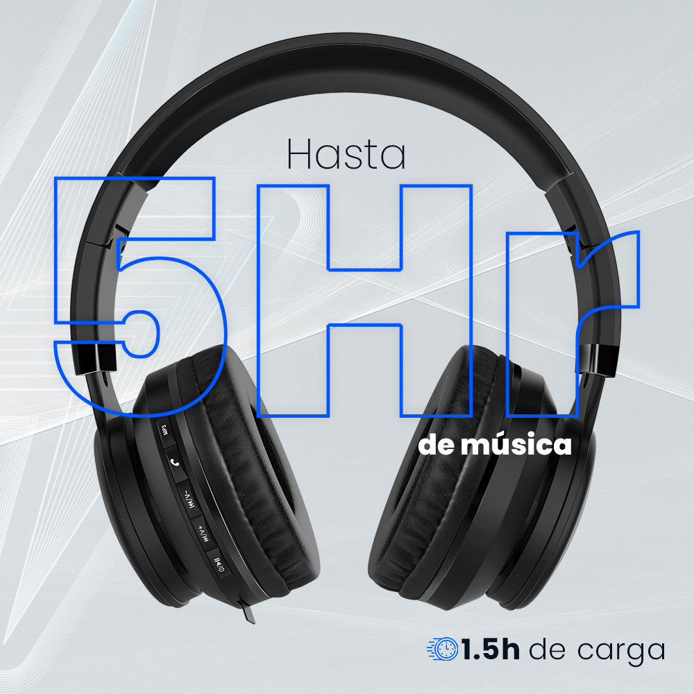 Vorago HPB-201-LED auricular y casco Auriculares Inalámbrico Diadema Llamadas/Música Bluetooth Negro