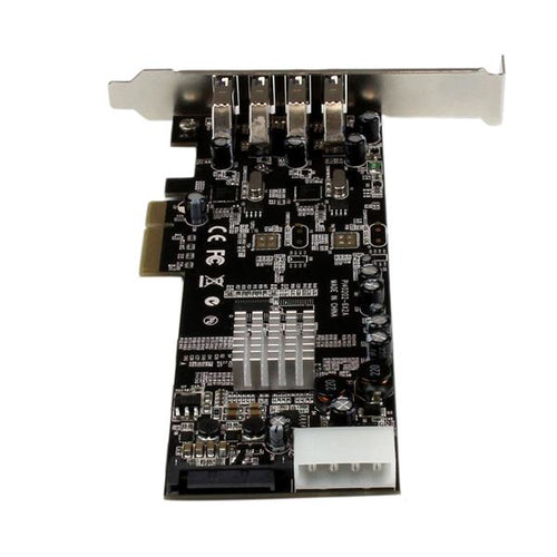 StarTech.com Adaptador Tarjeta PCI Express PCI-E 4 Puertos USB 3.0 UASP Bus Doble con Alimentación Molex SATA Tarjetas y