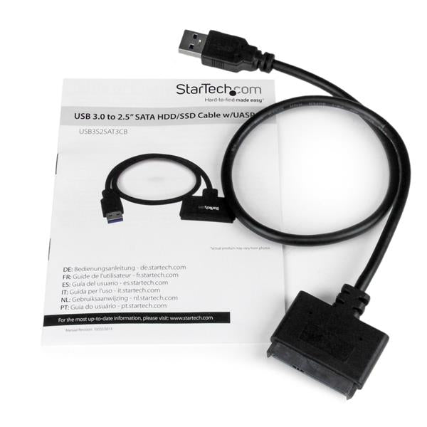 StarTech.com Cable SATA a USB con UASP, Negro, 6 Gbit/s, FCC, USB3S2SAT3CB