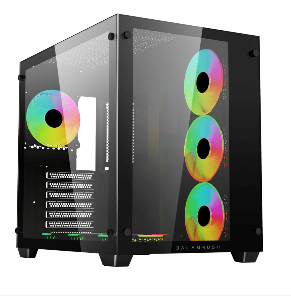 Gabinete Gamer BALAM RUSH Media Torre Tank Pro GM930 Max MB ATX Ultra Wide Panel Izq Cristal + Frente Cristal 2xUSB 3.0