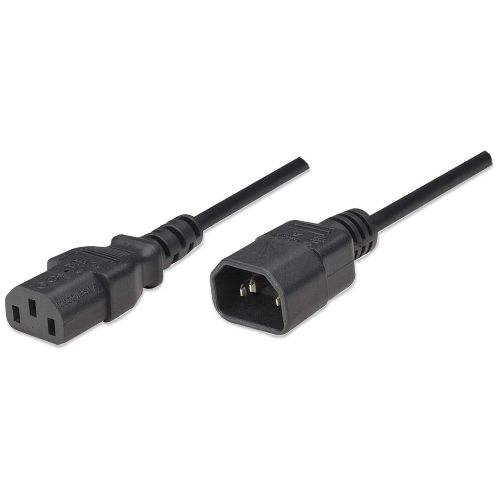 Manhattan Cable de alimentación C14 macho a C13 hembra, de monitor a CPU, 1,8 m, 10 A, negro, garantía de por vida Cable