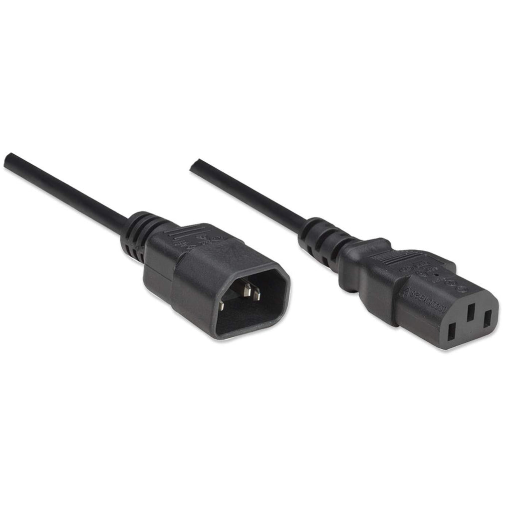 Manhattan Cable de alimentación C14 macho a C13 hembra, de monitor a CPU, 1,8 m, 10 A, negro, garantía de por vida Cable