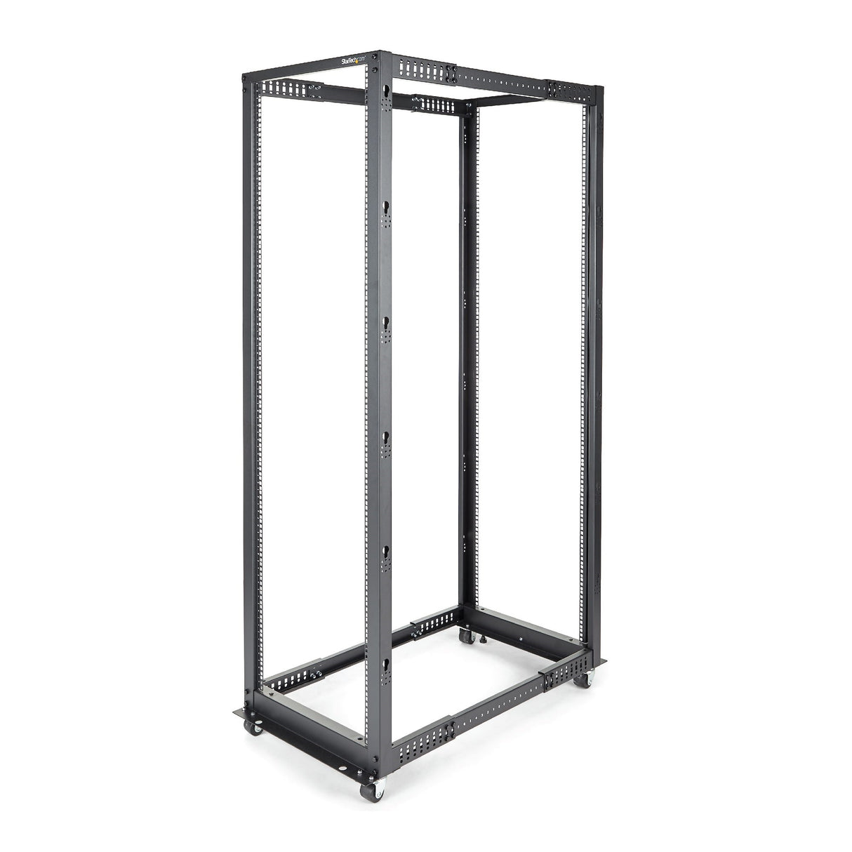StarTech.com Rack 42U Móvil de Marco Abierto de 4 Columnas para Servidores - Rack de Cuatro Columnas de 19 Pulgadas para Equipo de Red e Informático - Ruedas o Patas Niveladoras Rack 42U Rack o bastidor independiente 600 kg Negro