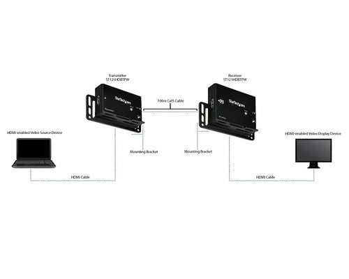 StarTech.com Juego Extensor HDMI por Cable CAT5 HDBaseT - 4K - 100m Audio/vídeo extendedores Transmisor y receptor de se