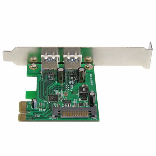 StarTech.com Tarjeta PCI Express de 2 Puertos USB 3.0 SuperSpeed con UASP y Alimentación SATA - Adaptador Interno Tarjet