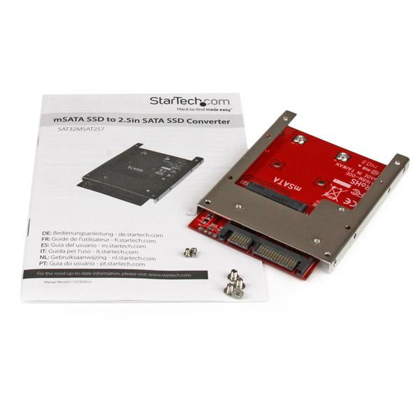 StarTech.com Adaptador Conversor de SSD mSATA a SATA de 2,5 Pulgadas - Convertidor tarjetas y adaptadores de interfaz SATA mSATA 3.0 Si