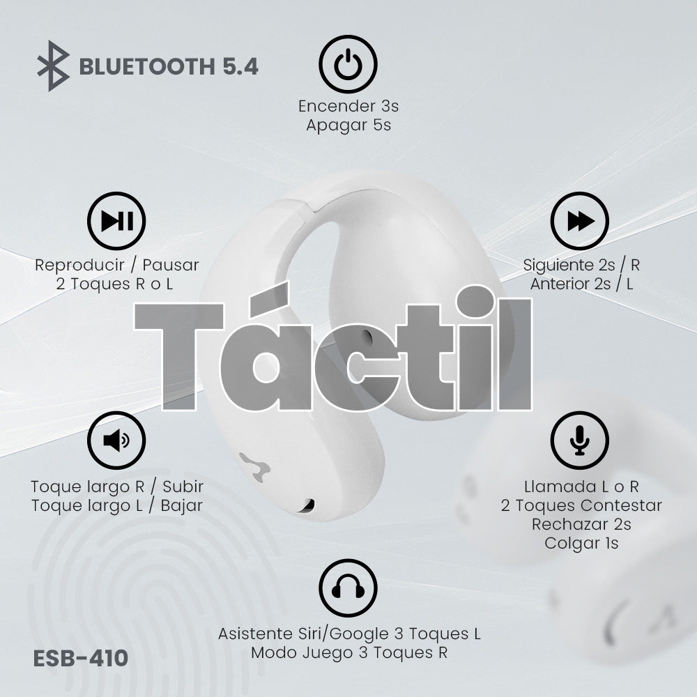 Vorago ESB-410 audífono y auriculare Auriculares Inalámbrico Intra auditivo Llamadas/Música USB Tipo C Bluetooth Blanco