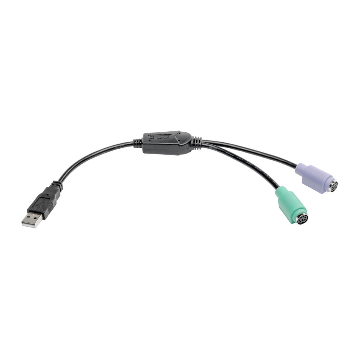 Tripp Lite U219-000-R Adaptador USB a PS/2 - Teclado y Mouse (A M a 2x Mini-Din6 H), Negro, China, 177.8 mm