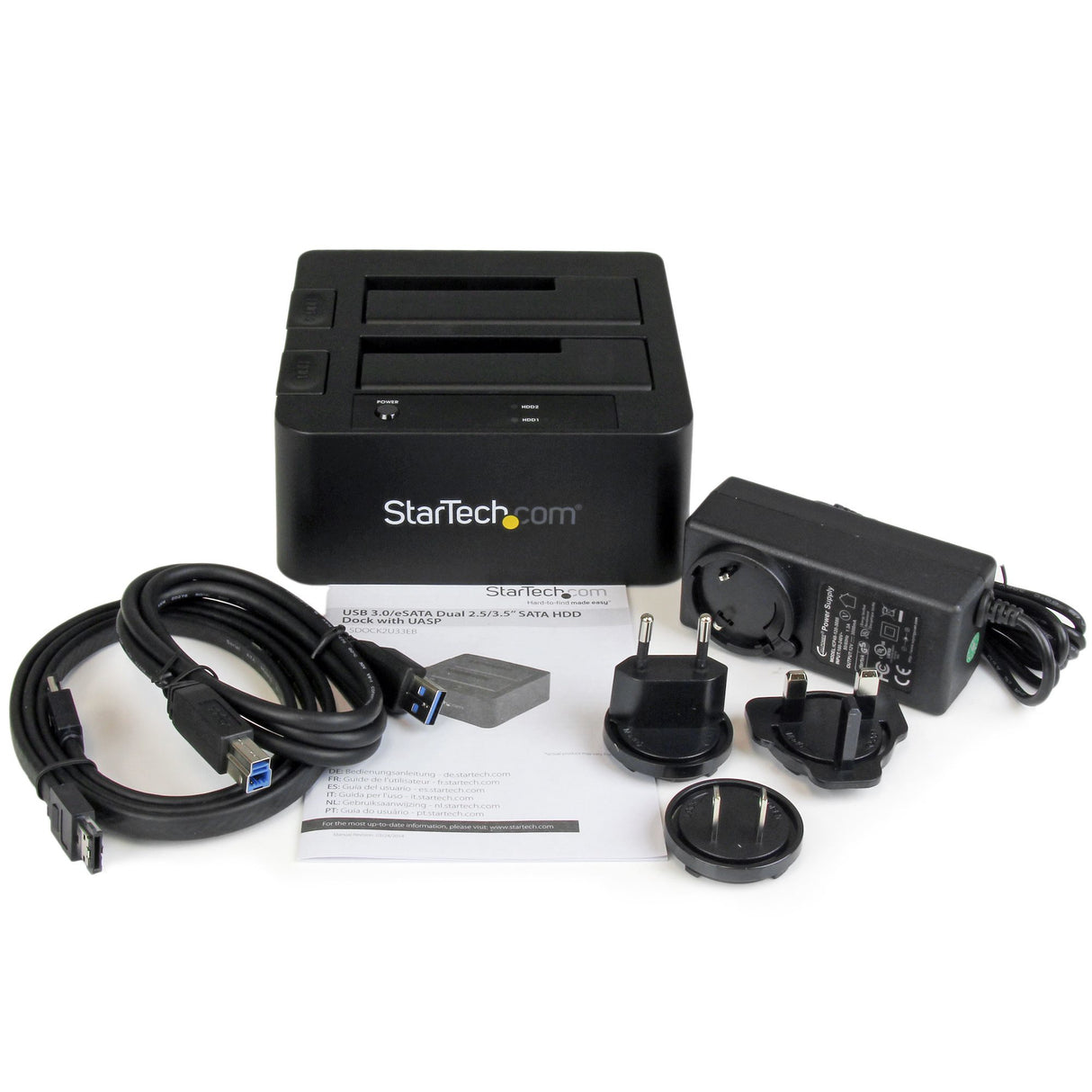 StarTech.com Docking Station eSATA USB 3.0 con UASP de 2 Bahías para Disco Duro o SSD SATA de 2,5 o 3,5 Pulgadas Bases d