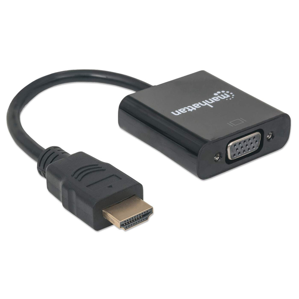 Manhattan Cable convertidor HDMI a VGA, 1080p, 30 cm, macho a hembra, entrada de alimentación Micro-USB (si se requiere), negro, garantía 3 años, equivalente a HD2VGAE2 Cable Derecho Derecho Oro 0,3 m