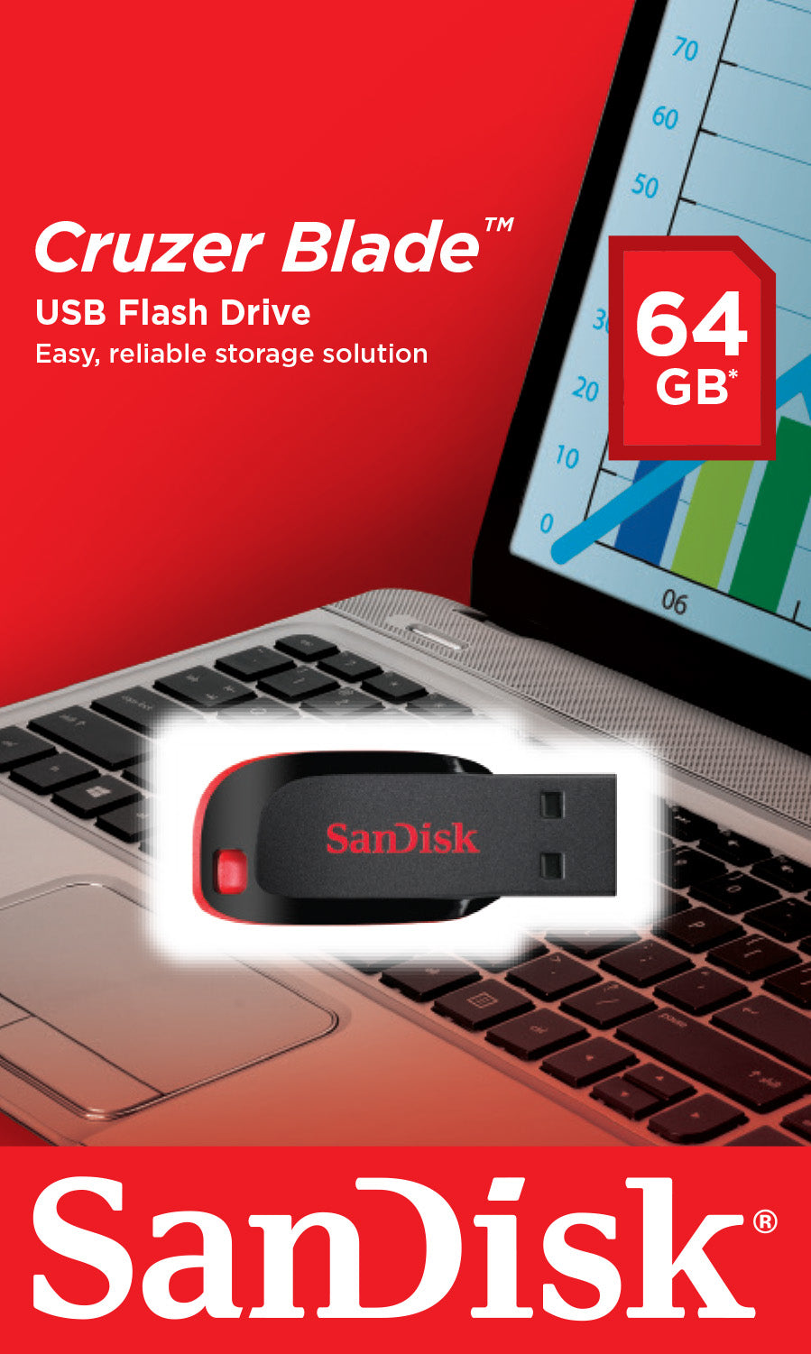 MEMORIA FLASH SANDISK CRUZER BLADE 64GB NEGRO 2.0, USB 2.0, Compacta, Portátil, Alta Capacidad