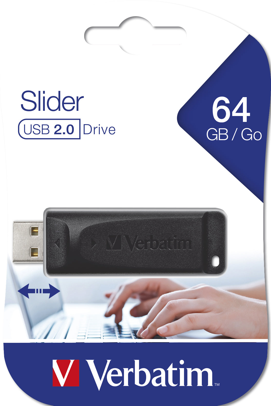 Verbatim Slider - Unidad USB de 64 GB - Negro