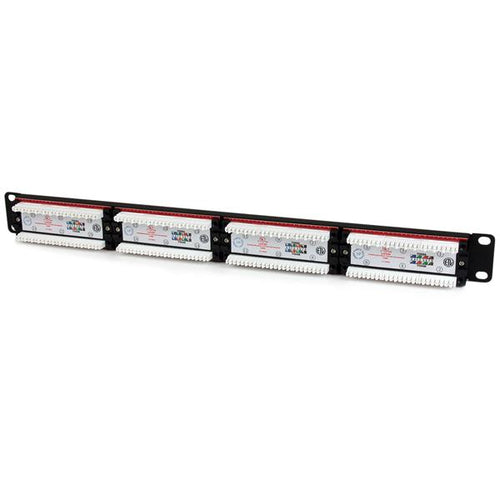 StarTech.com Panel de Parcheo 1U Cat6 110 con 24 Puertos para Montaje en Rack Paneles de parcheo 24 RJ-45 Montaje en bas