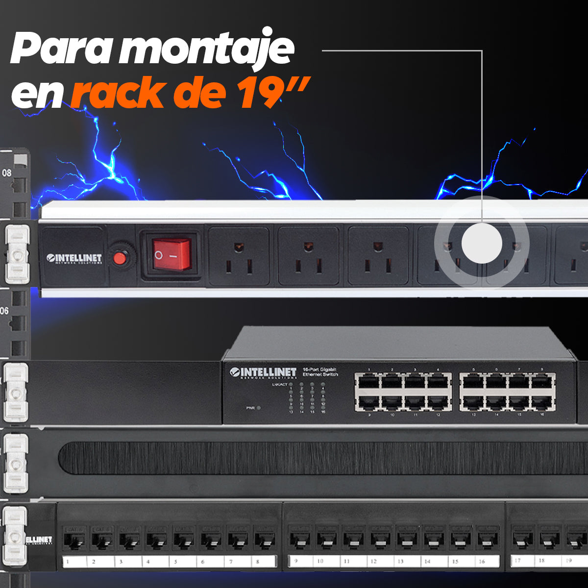 BARRA INT PDU 8 CONTACTOS 1 UNIDAD PARA RACK Y GABINETE