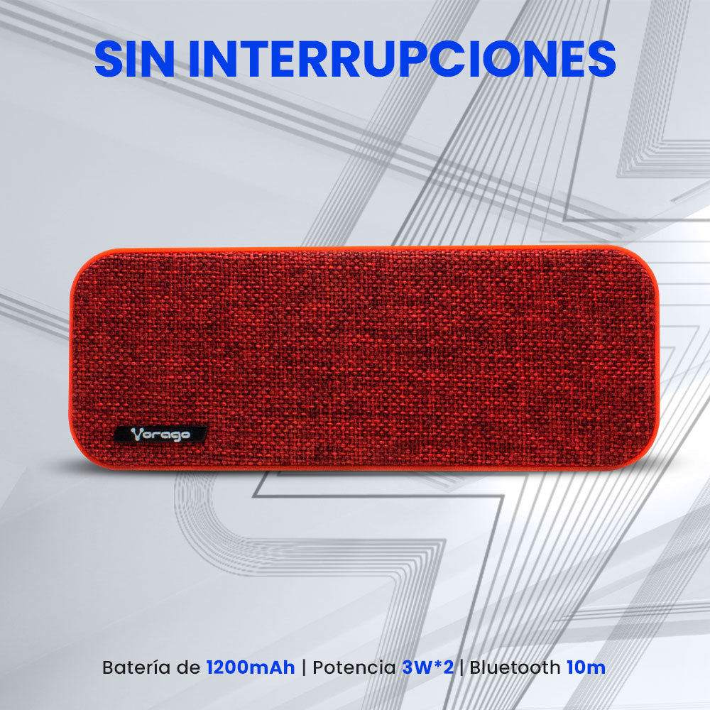 BOCINA VORAGO BLUETOOTH / MSD / USB / 3.5MM TELA ROJO BSP-150 RD