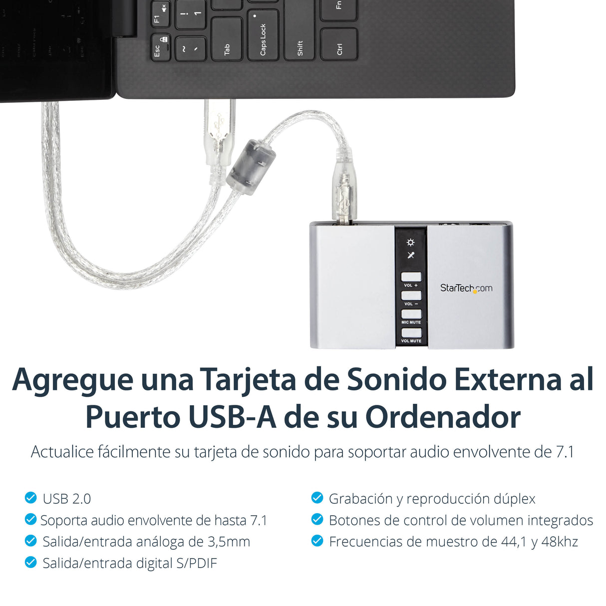 StarTech.com Tarjeta de Sonido 7,1 USB Externa Adaptador Conversor puerto SPDIF Audio Digital Óptico Tarjetas de audio N