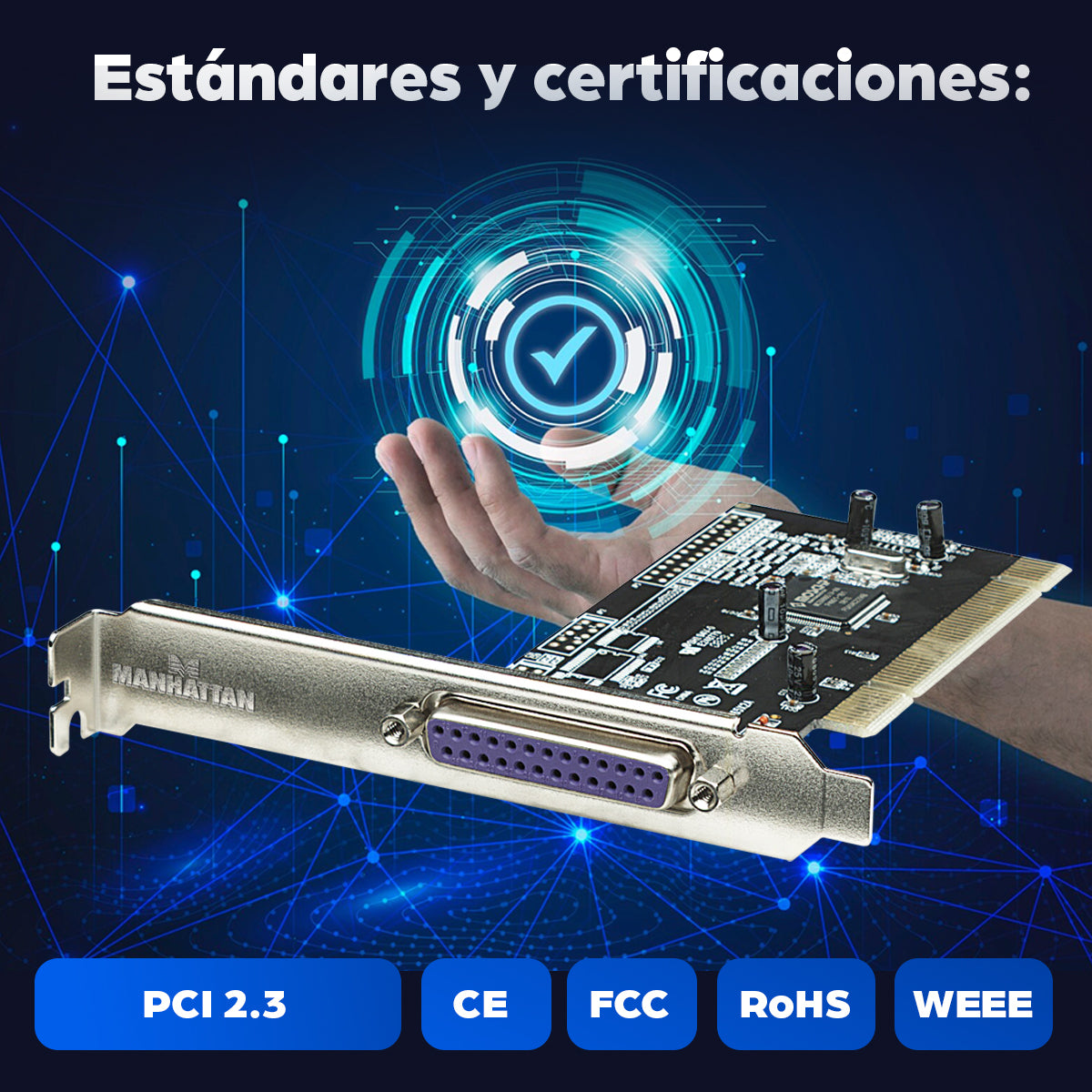 Manhattan Tarjeta PCI con puerto Paralelo tarjetas y adaptadores de interfaz PCI Paralelo 1 Si