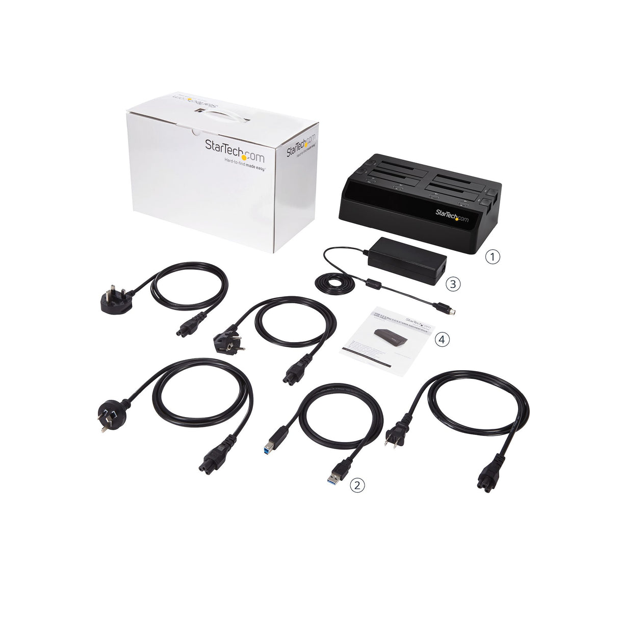 StarTech.com Base de Acoplamiento USB 3.0 de 4 Bahías SATA - Docking Station USB de Discos Duros o SSD SATA III de 2,5/3