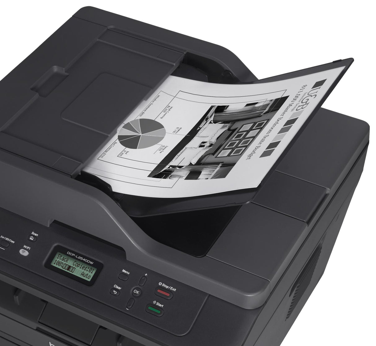 Brother DCP-L2540DW Impresora multifunción Laser A4 2400 x 600 DPI 30 ppm Wifi, Impresión en blanco y negro, Impresión directa, Negro