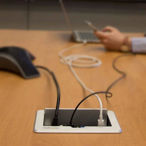 StarTech.com Caja de Conectividad para Mesa de Juntas - Módulo de Conexiones HDMI VGA y Mini DisplayPort Puentes de conf