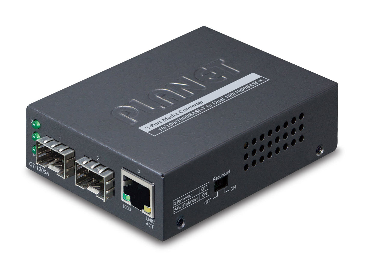 PLANET GT-1205A convertidor de medio 1000 Mbit/s Negro