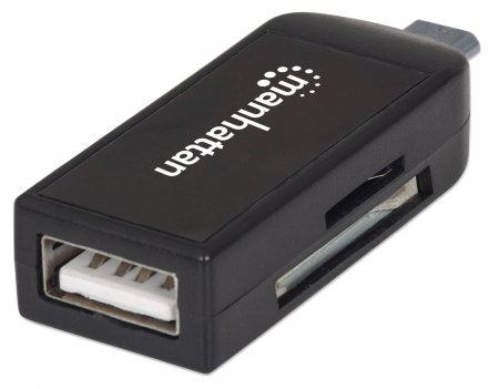 Manhattan Lector OTG de tarjetas con puerto USB 2.0. imPORT Link lector de tarjetas 480 Mbit/s Negro ABS sintéticos Si