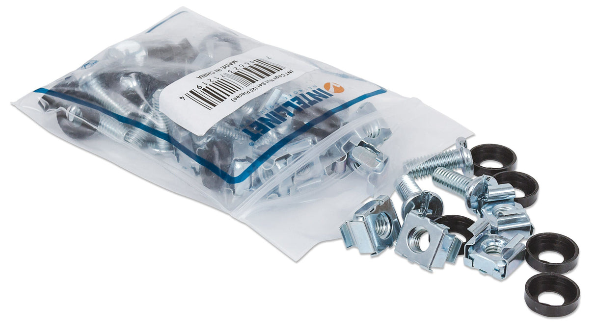 Intellinet Jeu d’écrous cage M6 (20 pcs) avec vis et rondelles, pour armoires et racks 19", pot plastique, garantie à vie Rack Kit de montaje Metálico 20 pieza(s) 85389099