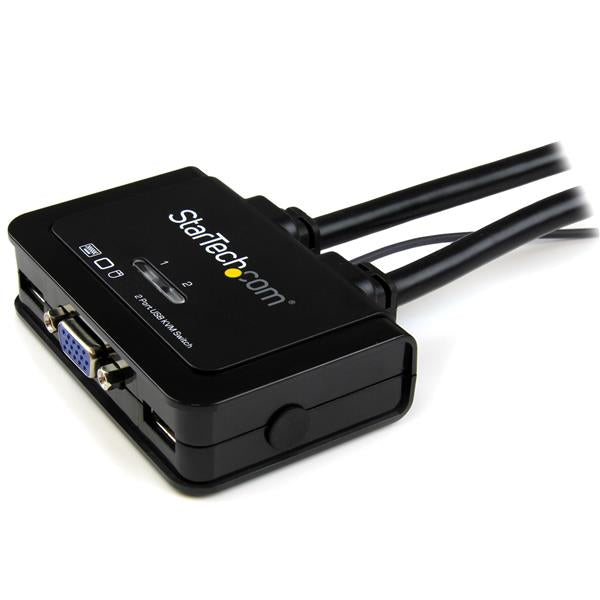 StarTech.com Switch Conmutador KVM de Cable con 2 Puertos VGA USB Alimentado por USB con Interruptor Remoto interruptores kvm 2 USB USB VGA