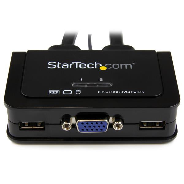 StarTech.com Switch Conmutador KVM de Cable con 2 Puertos VGA USB Alimentado por USB con Interruptor Remoto interruptores kvm 2 USB USB VGA