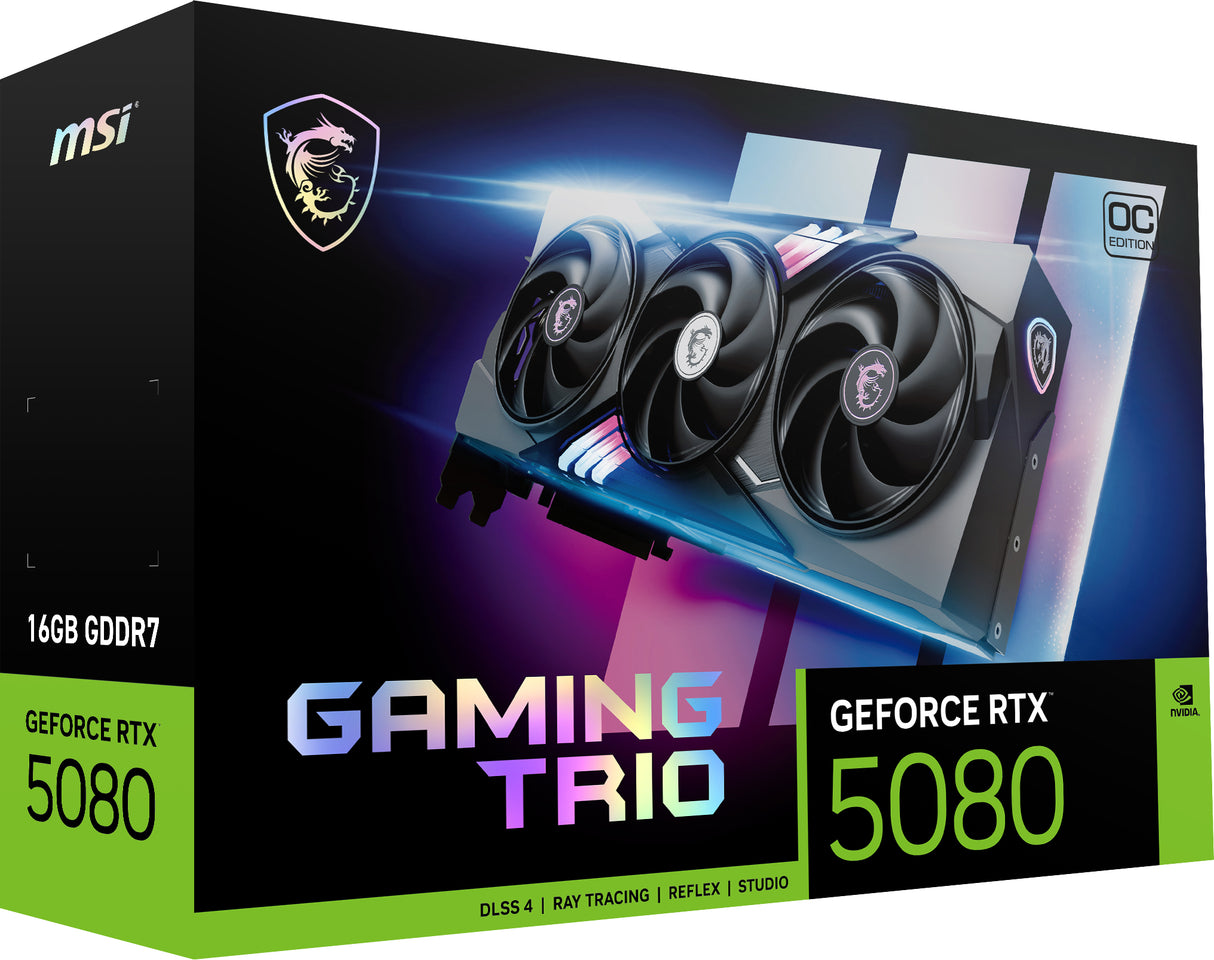 MSI GEFORCE RTX 5080 16G GAMING TRIO OC tarjetas gráficas Si 10752 NVIDIA GeForce RTX 5080