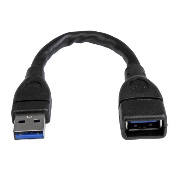 StarTech.com Cable de 15cm Extensor USB 3.0 - Alargador USB 3.0 SuperSpeed Negro Cable USB 3.2 Gen 1 (3.1 Gen 1) USB A USB A Macho