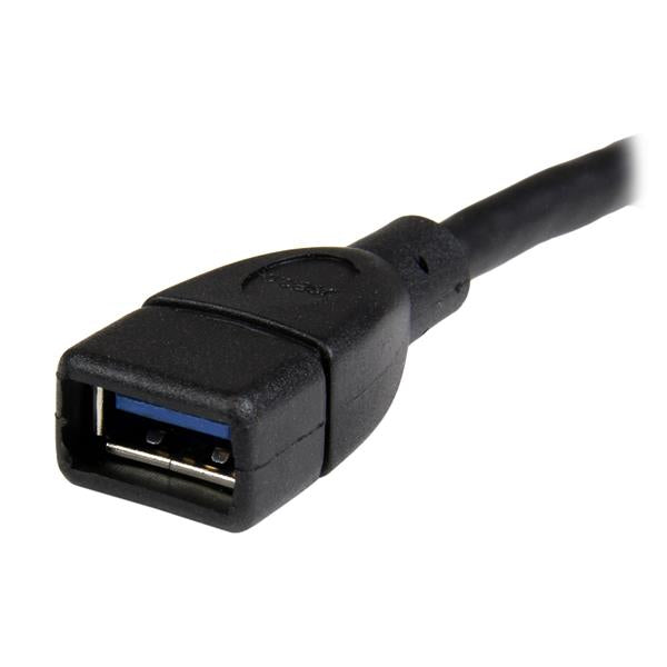 StarTech.com Cable de 15cm Extensor USB 3.0 - Alargador USB 3.0 SuperSpeed Negro Cable USB 3.2 Gen 1 (3.1 Gen 1) USB A USB A Macho