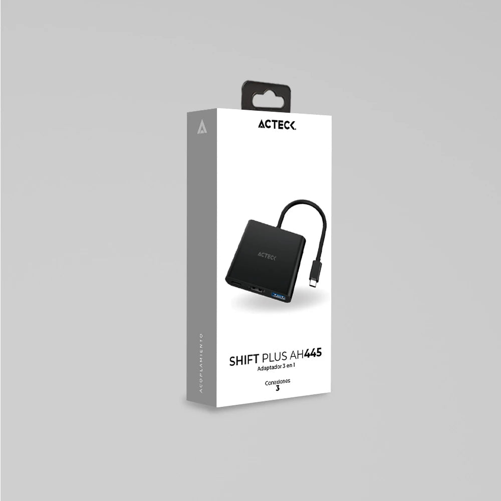 Acteck Shift Plus AH445 Alámbrico USB 3.2 Gen 1 (3.1 Gen 1) Type-C Negro