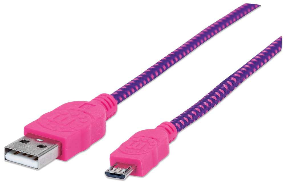 Manhattan Cable Micro-B USB de Alta Velocidad con recubrimiento textil Cable USB 2.0 USB A Micro-USB B Macho/Macho