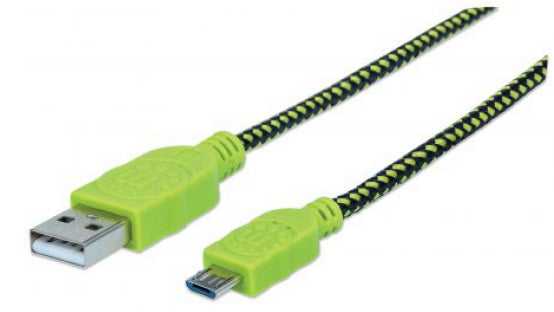Manhattan Cable Micro-B USB de Alta Velocidad con recubrimiento textil Cable USB 2.0 USB A Micro-USB B Macho/Macho