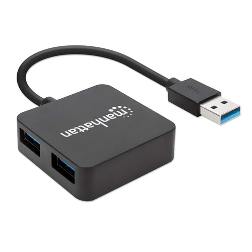 Manhattan Hub USB-A de 4 puertos, 4x USB-A, 5 Gbps (USB 3.0), Funciona por USB (sin fuente externa). Carga rápida: 1 pue